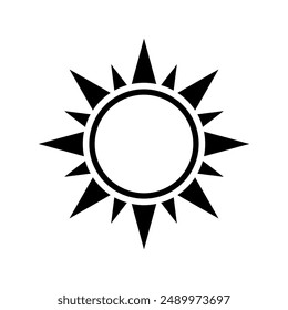 Icono de contorno negro de Sun. Vector negro marco redondo sobre fondo blanco.