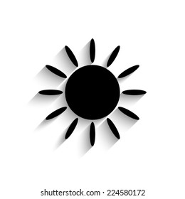 Sun - black vector icon with shadow