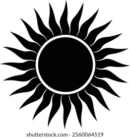 sun black and white silhouette vector design