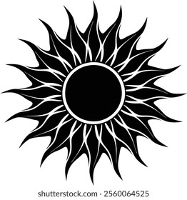 sun black and white silhouette vector design