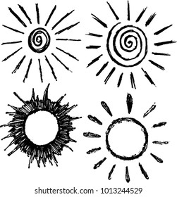 sun, black and white, sketch