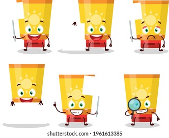 Sun block cartoon character bring information board