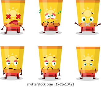 Sun block cartoon character with nope expression