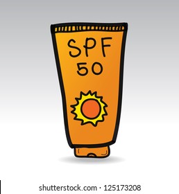 sun block cream doodle vector illustration