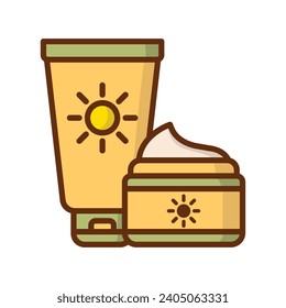 Vector de iconos de crema de bloques de sol sobre diseño de moda