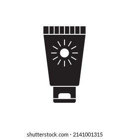 Sun block icon in black flat glyph, filled style isolated on white background