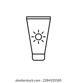 Sun block line icon, outline vector sign, linear style pictogram isolated on white. Symbol, logo illustration.