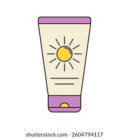 Sun block or sun screen cream icon vector illustration in lineal color style perfect for beauty, summer, protection theme and the like