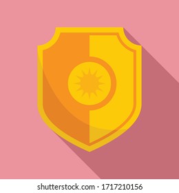 Sun block shield icon. Flat illustration of sun block shield vector icon for web design
