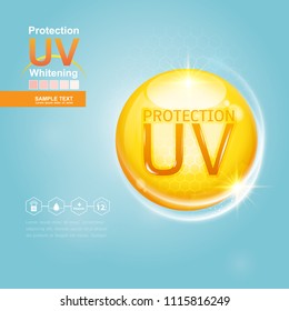 Sun Block or UV Protection and Whitening Vector for Skin care concept