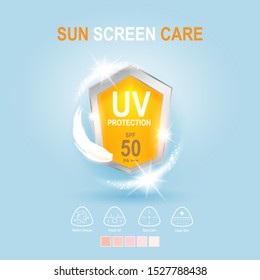 Concepto de Vector de logotipo para protección contra bloqueos solares o UV y para blanqueamiento de piel