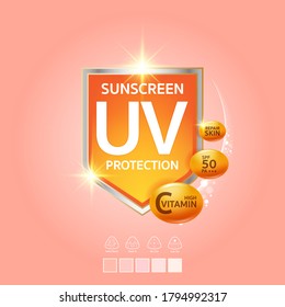 Vector de logotipo para protección contra bloqueos solares o UV y para el cuidado de la piel