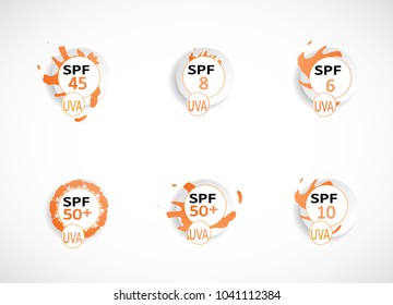 sun block uva design stock vector set