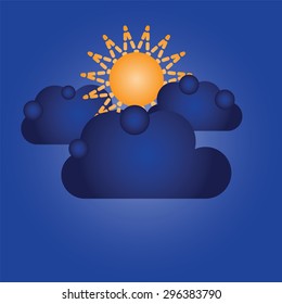 The sun and blue cloud weather icon.vector