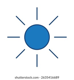 Sun Blue Icon. Solar Energy, Solar Panel, Green Energy, Sun Energy, Solar Battery, Energy Saving, Solar House, Ecology, Electricity, Renewable Energies Editable Stroke Vector Illustration