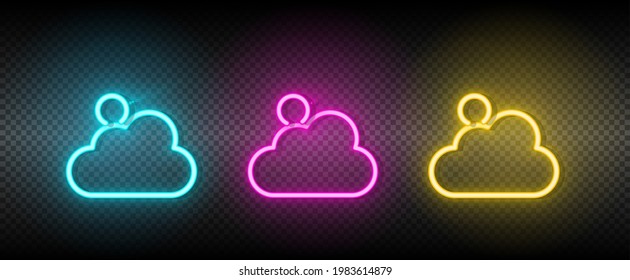 Sun blue, pink and yellow neon vector icon set