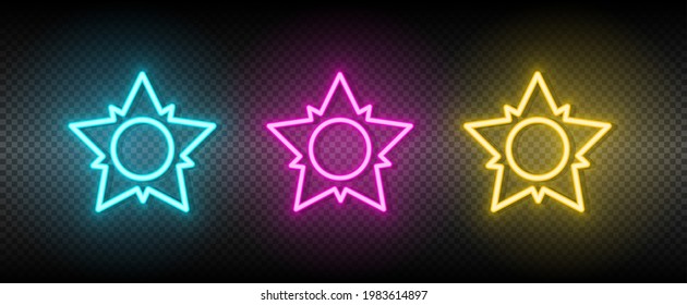 Sun blue, pink and yellow neon vector icon set