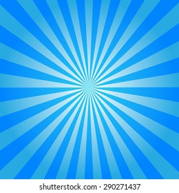 Sun blue rays burst background, vector illustration