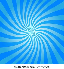 Sun blue rays twist burst background vintage style, vector illustration