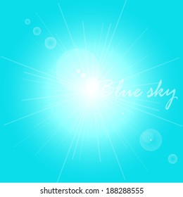 Sun in the blue sky vector.