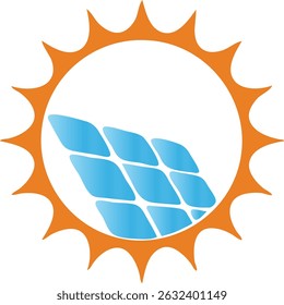  Sun with Blue Solar Panel Icon
