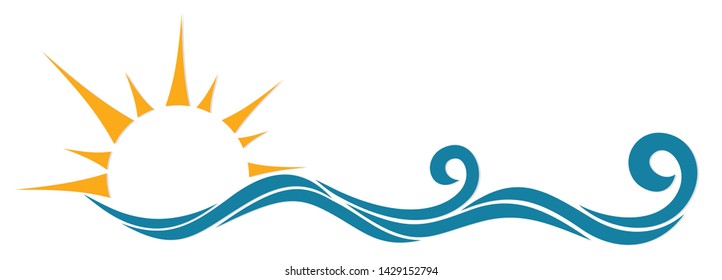 Sun and Blue Wave Symbol. 