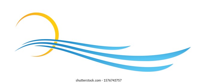 Sun and Blue Wave Symbol. 