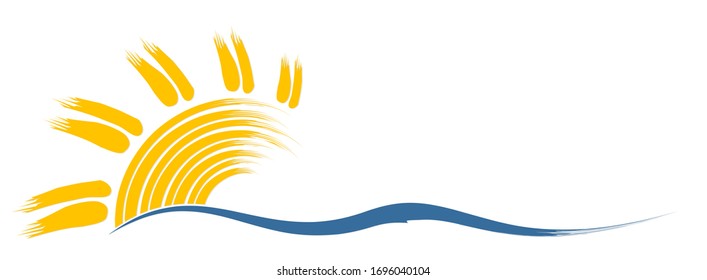 Sun and Blue Wave Symbol. 