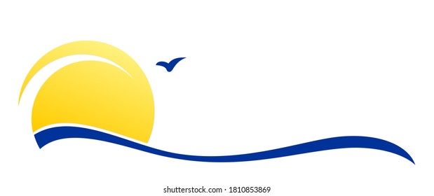 Sun and Blue Wave Symbol. 