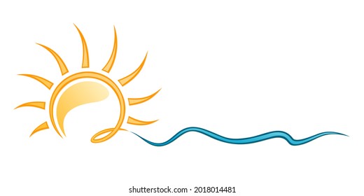 Sun and Blue Wave Symbol. 