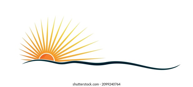 Sun and Blue Wave Symbol. 