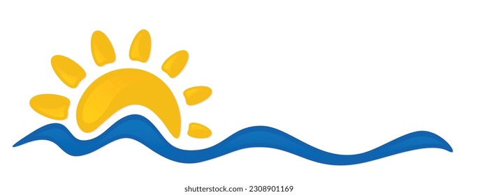Sun and Blue Wave Symbol. 