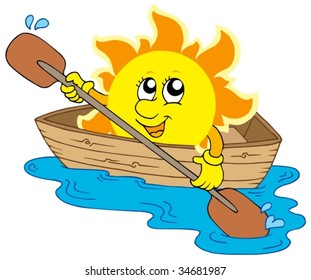 Sun in boat - vector illustration.