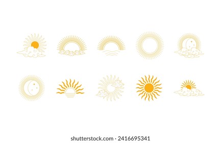 Sun Bohemian Illustration Element Set