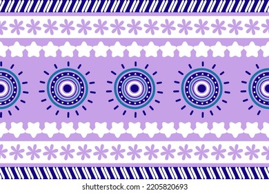 Sun boho seamless pattern on purple background design for wallpaper, clothing, wrapping, phone case, prints, embroidery. Illustration. Vector.