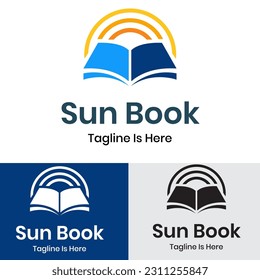 Sun with book concept logo design	