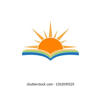 Sun book icon and symbol vector