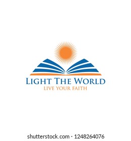 Sun and book logo design template