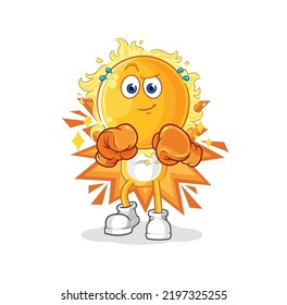 the sun boxer character. cartoon mascot vector