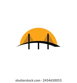 Sun and Bridge Logo Design, Flat style trend modern brand graphic art design vector illustration