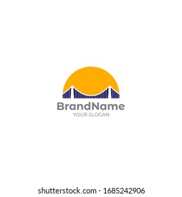 Sun Bridge Logo Design Vector
