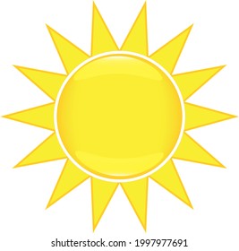 Icono realista brillante de sol, ilustración vectorial
