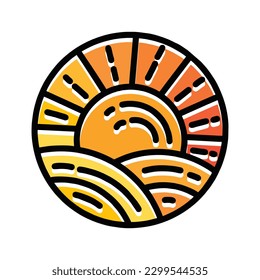 Sun Bright Monoline Logo Vector Vintage illustration Emblem Design badge illustration Symbol Icon