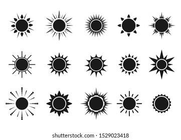 sun bright silhouette set vector logo design template on white