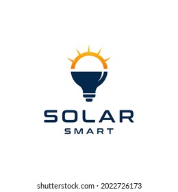 Sun bright solar bulb technology logo design with business card