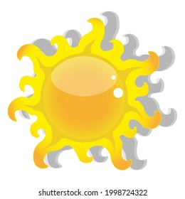 Sun. Bright summer icon on a white background. Element. Vector illustration. Print for T-shirt, mug, poster, booklet.
