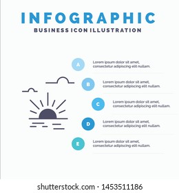 Sun, Brightness, Light, Spring Solid Icon Infographics 5 Steps Presentation Background