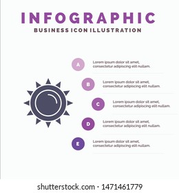 Sun, Brightness, Light, Spring Solid Icon Infographics 5 Steps Presentation Background