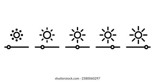 sun brightness screen contrast icon symbol sign vector design black white color flat illustration