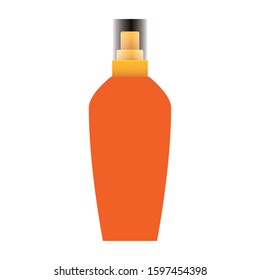 sun bronzer cosmetic bottle icon over white background, vector illustration